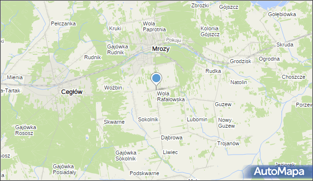 mapa Wola Rafałowska, Wola Rafałowska gmina Mrozy na mapie Targeo